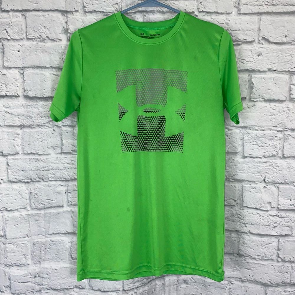 Under Armour dri fit Crewneck short sleeve shirt green youth XL boys Large